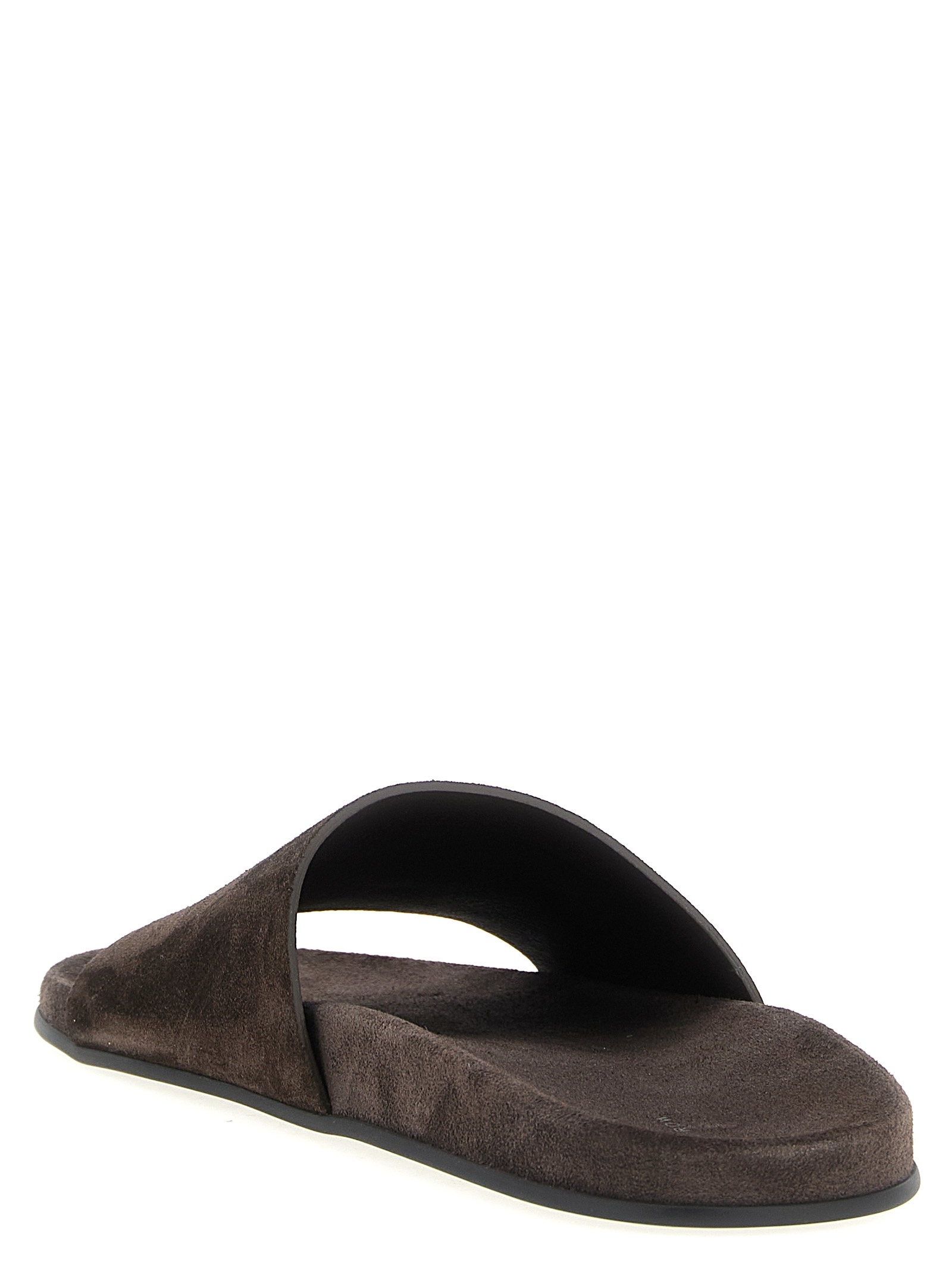 The Row Round Toe Slippers In Brown