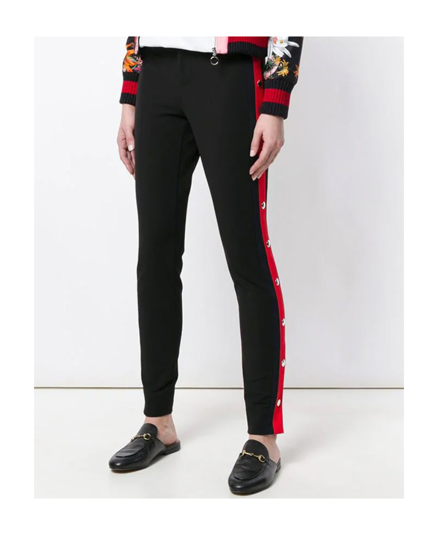 Gucci Black Side-striped Casual Pants In Black