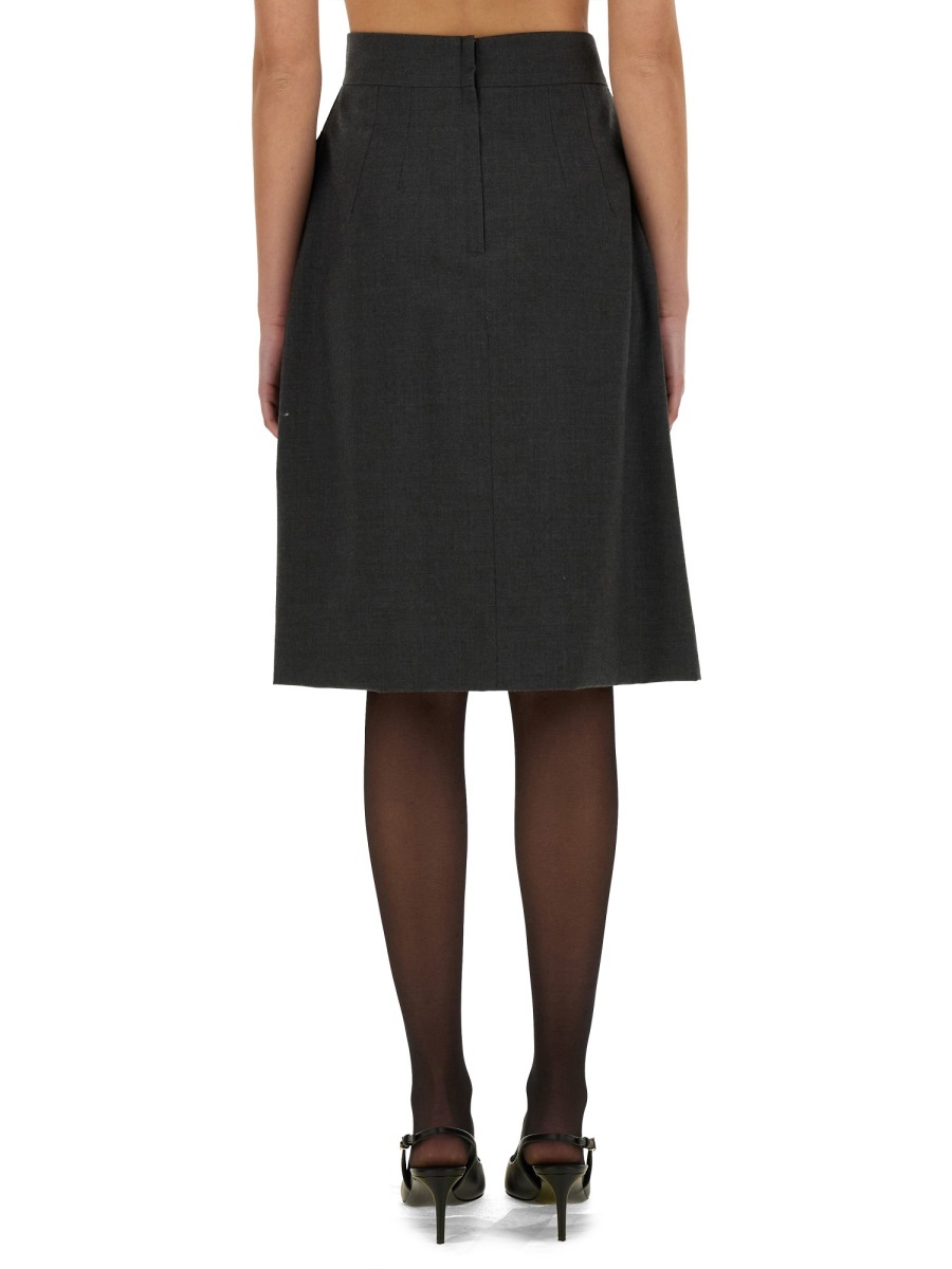 Dolce & Gabbana Woolen A-line Midi Skirt With Dg Buttons In Black