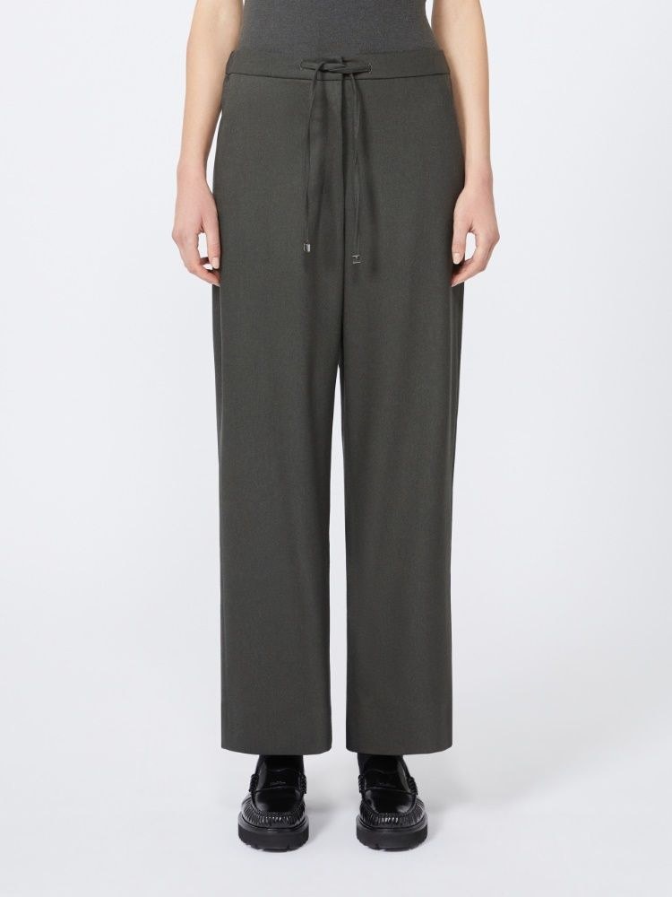 Max Mara Cotton Drawstring Trousers In Gray