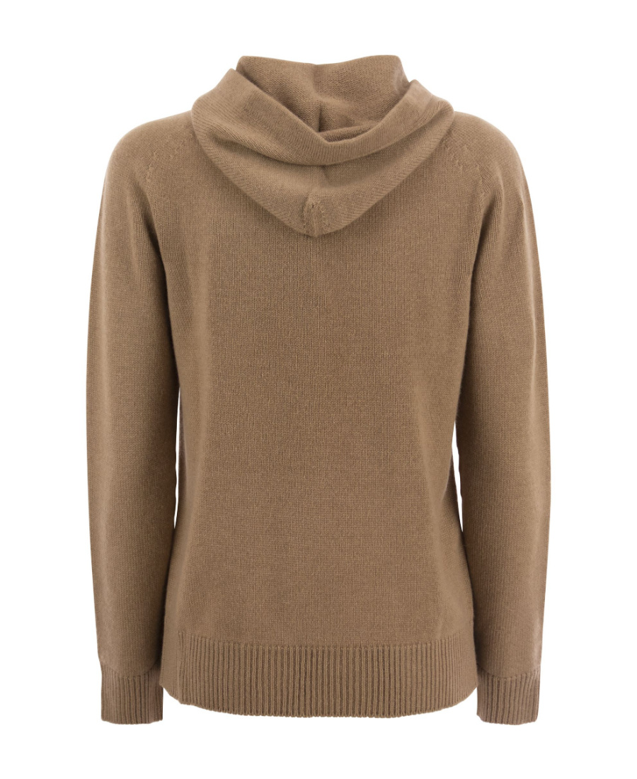 Max Mara Long-sleeved Hooded Sweater In Brown