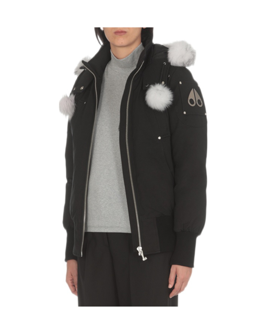 Moose Knuckles Long-sleeved Hooded Down Jacket In Black