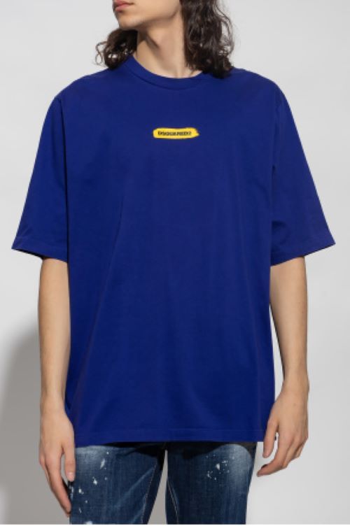 Dsquared2 Logo-stamp Cottont-shirt In Blue