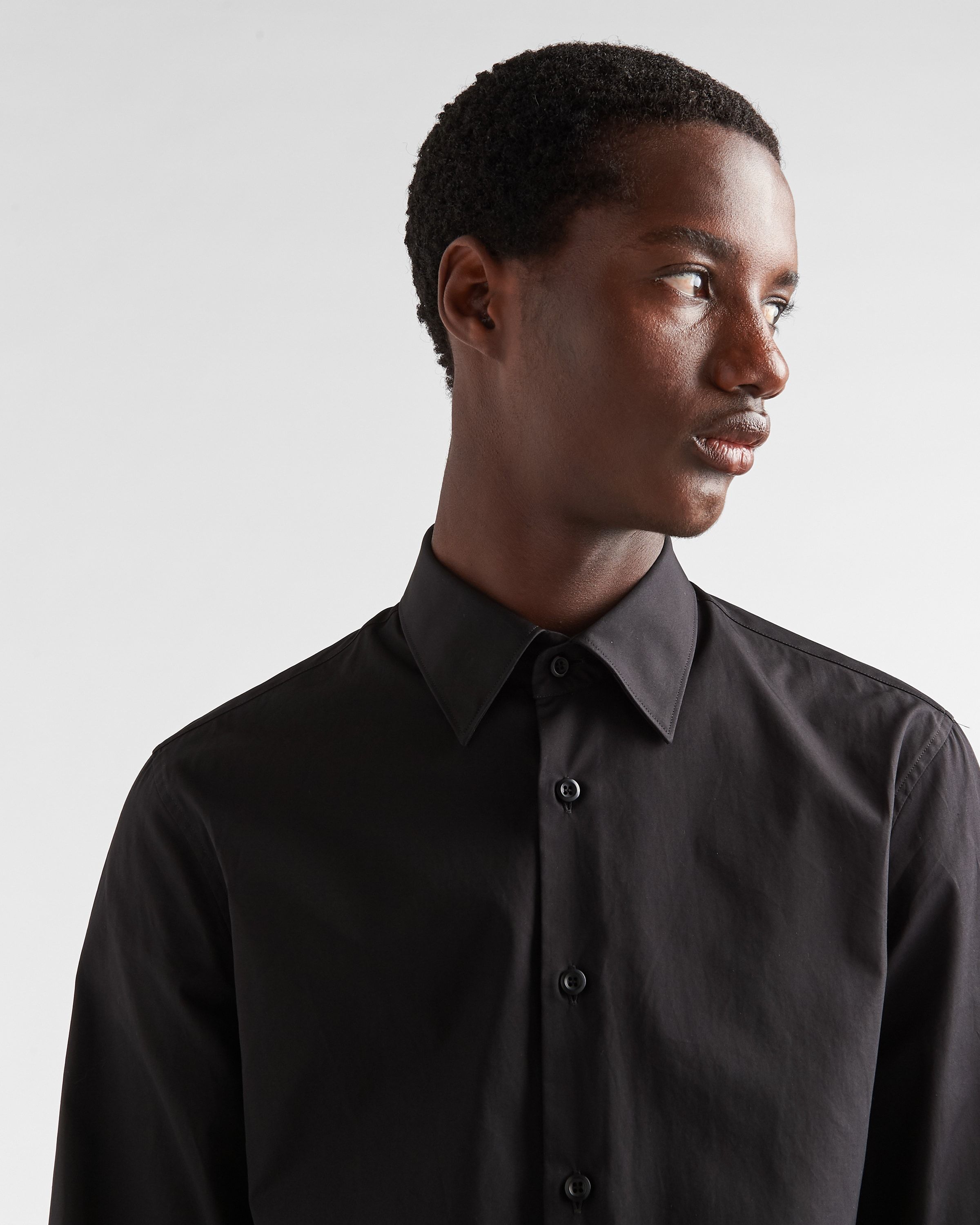 Prada Classic Cotton Poplin Slim-fit Shirt In Black