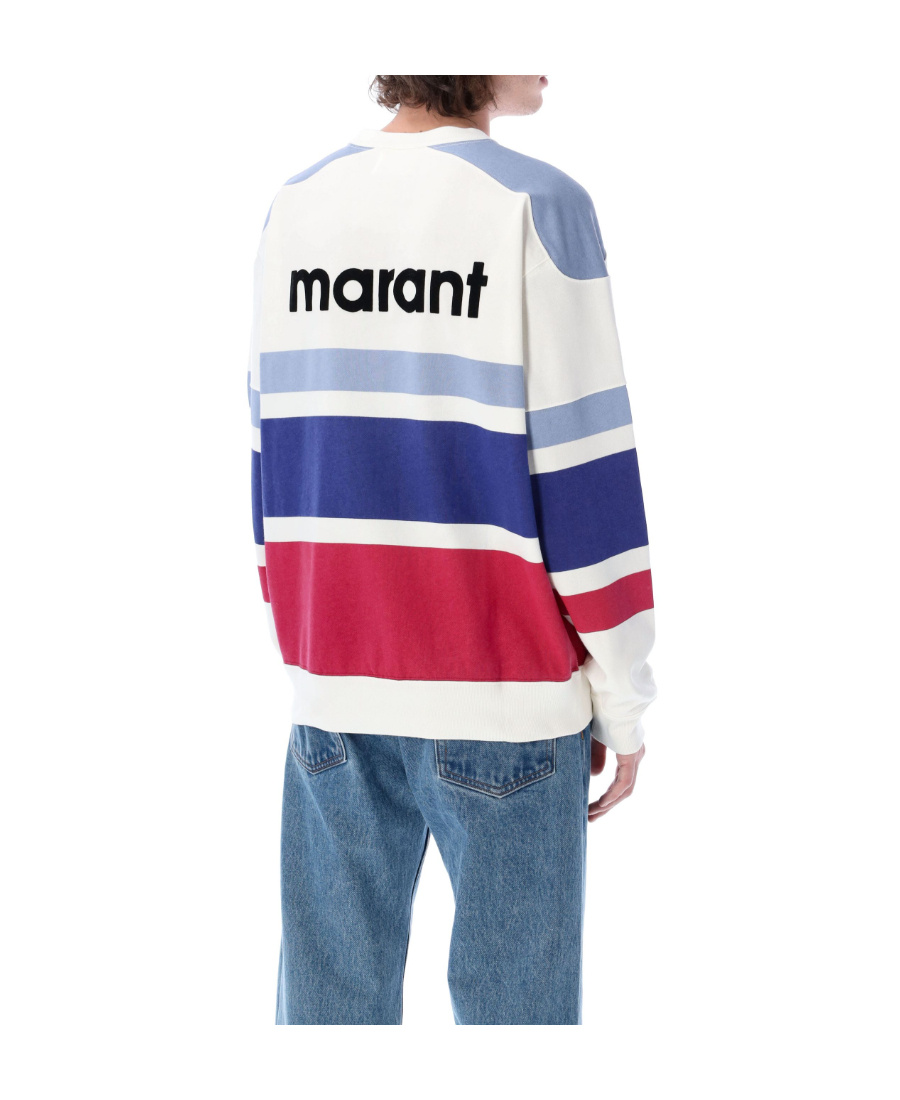 Isabel Marant Color Block Cotton Crewneck Sweatshirt In Blue