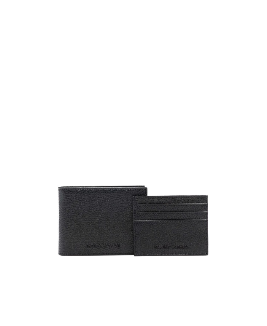 Emporio Armani Black Wallet+card Holder Set In Black