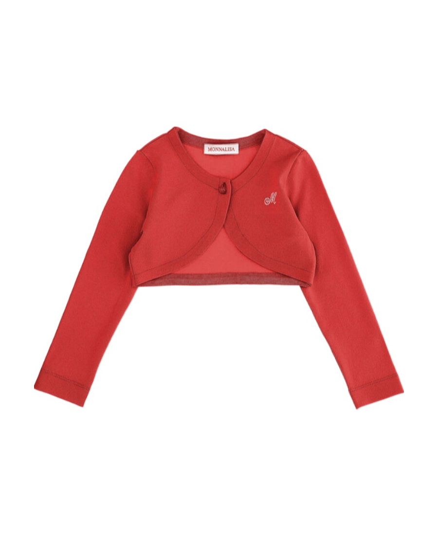 Monnalisa Logo Long-sleeved Cardigan In Red