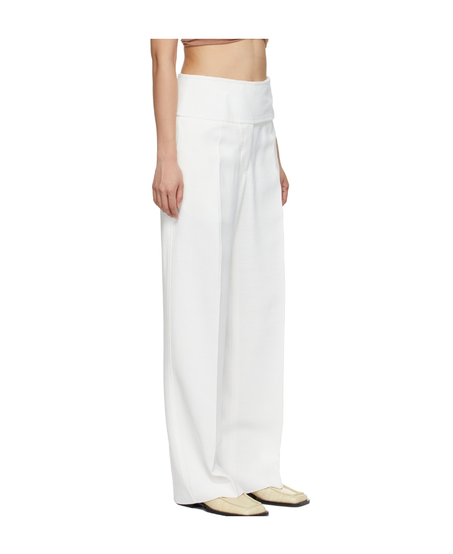 Jil Sander Logo Straight Casual Pants In White