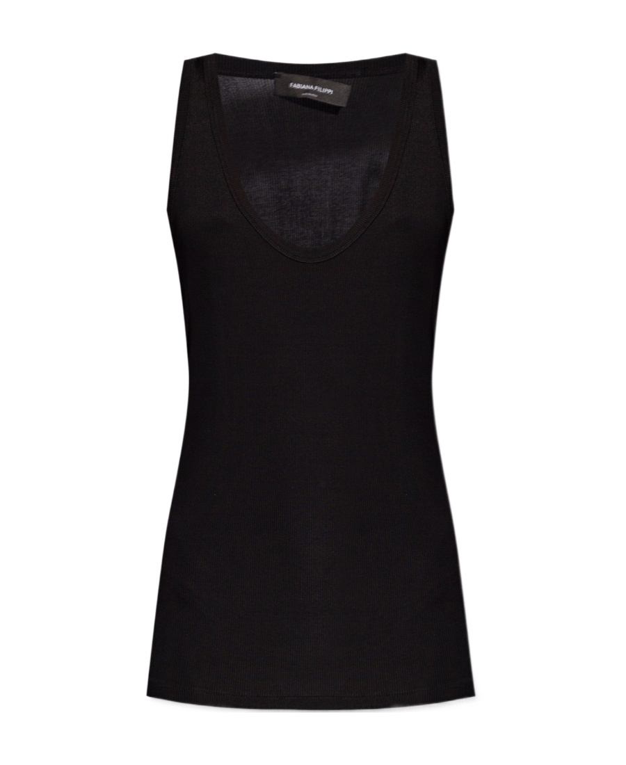 Shop Fabiana Filippi Fine-ribbed Tank Top In Black