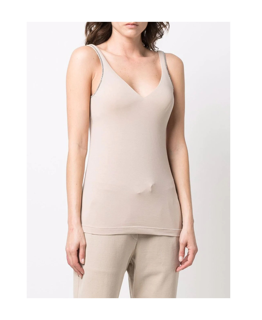 Brunello Cucinelli Stretch-cotton Tank Top In Nude