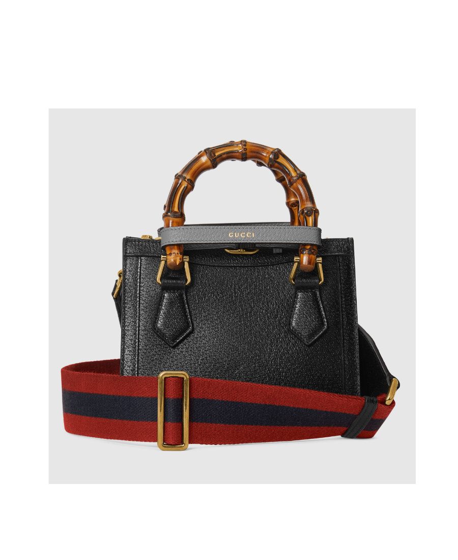 Gucci Diana Mini Leather Tote Bag In Black