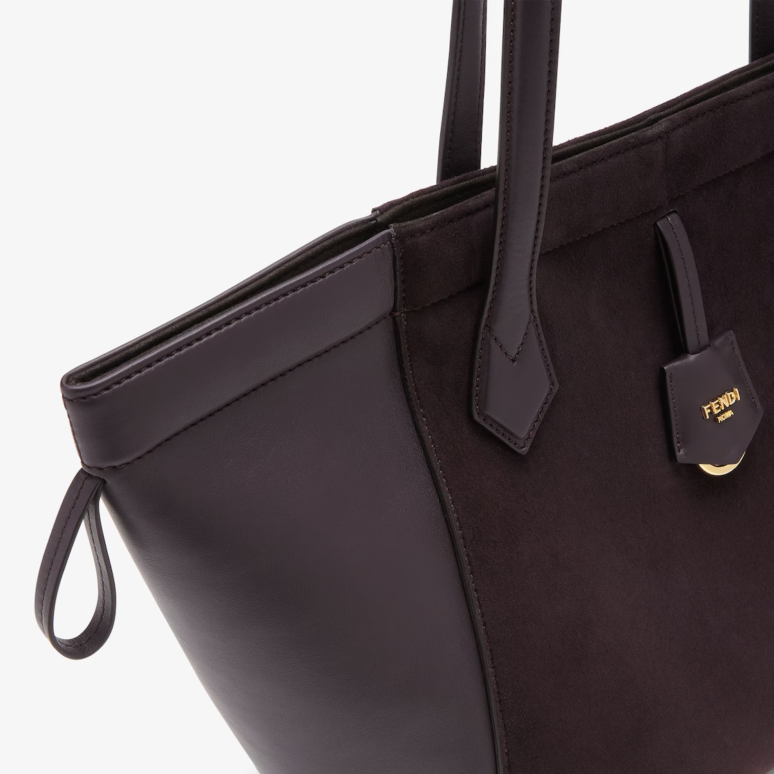 Shop Fendi Trasformable Dark Purple Suede And Leather Bag In Black