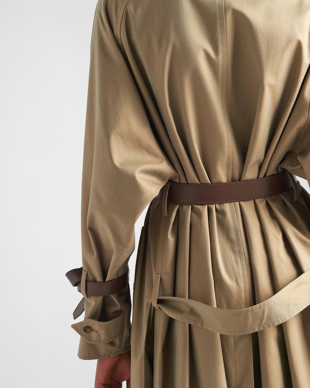 Prada Single-breasted Cotton Twill Trench Coat In Green