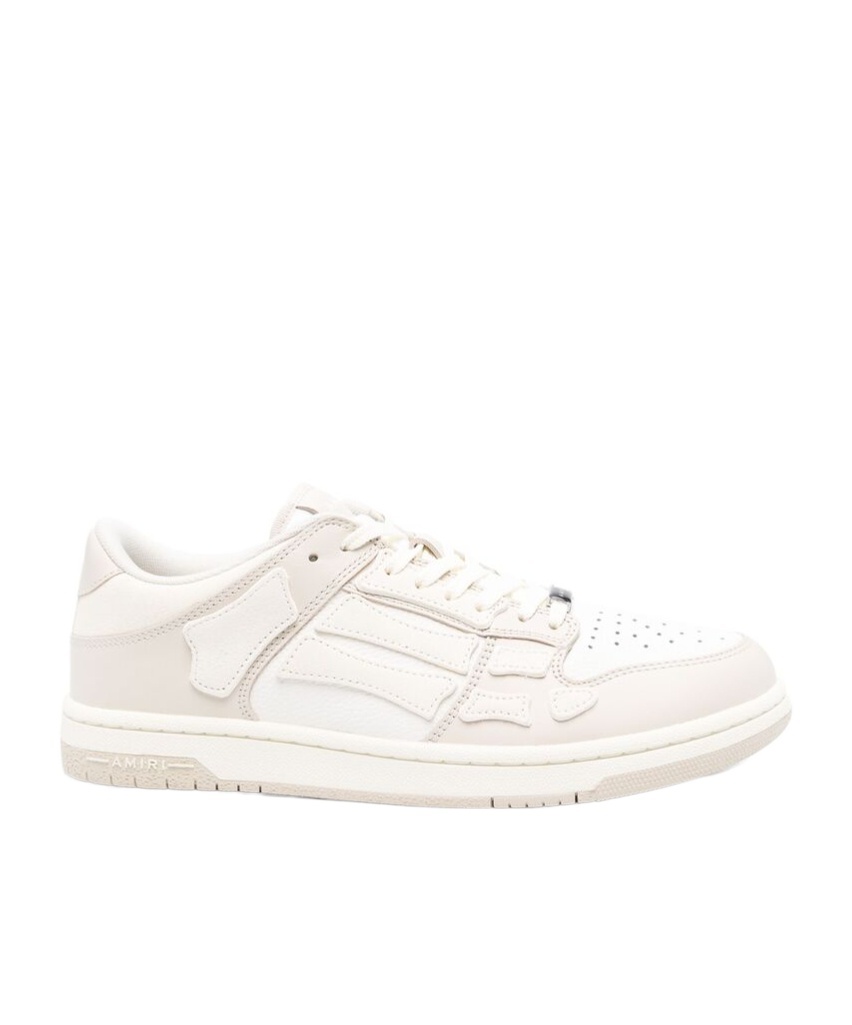 Amiri Skel Top Low White Sneakers With Skeleton Patch In Leather Man In White