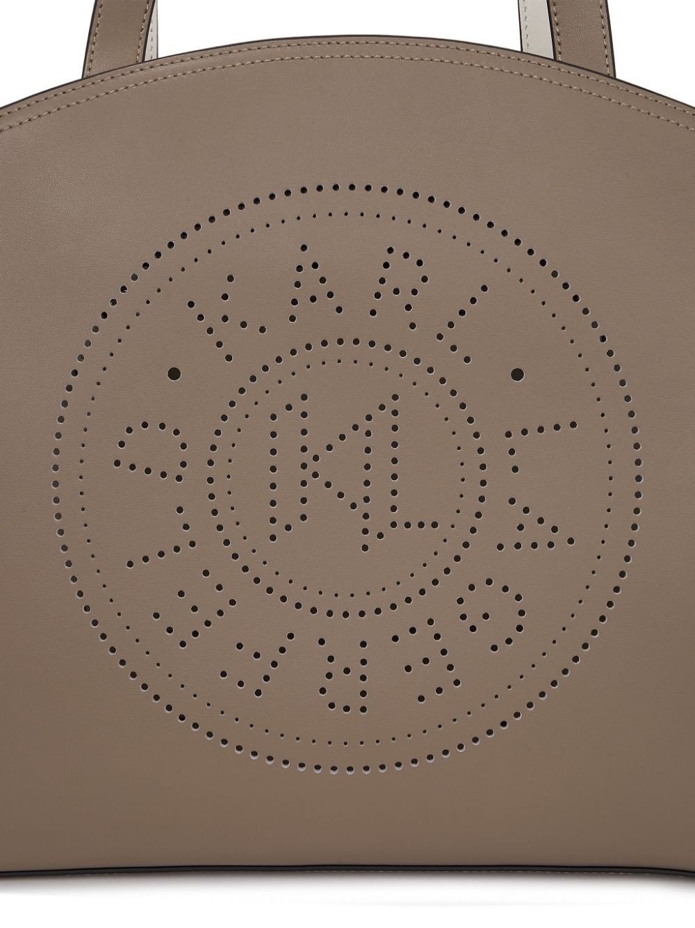 Karl Lagerfeld Large K/circle Perforated-design Tote Bag In Brown
