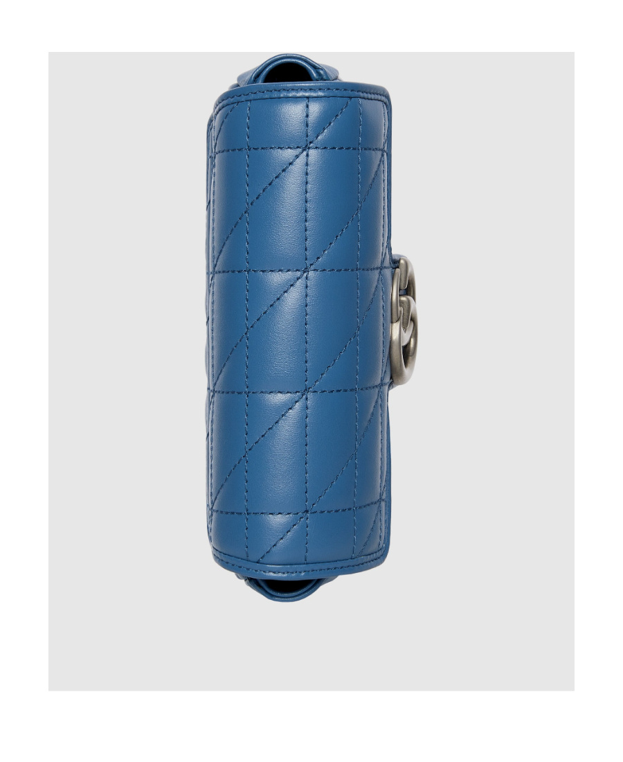 Gucci Mini Leather Gg Marmont Shoulder Bag In Blue
