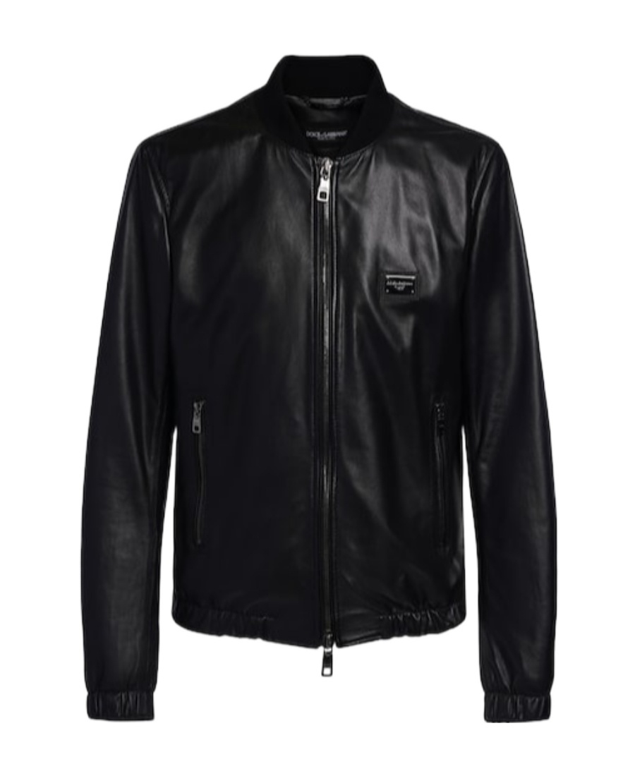 Dolce & Gabbana Black Jacket With Metal Logo Patch On The Chest
