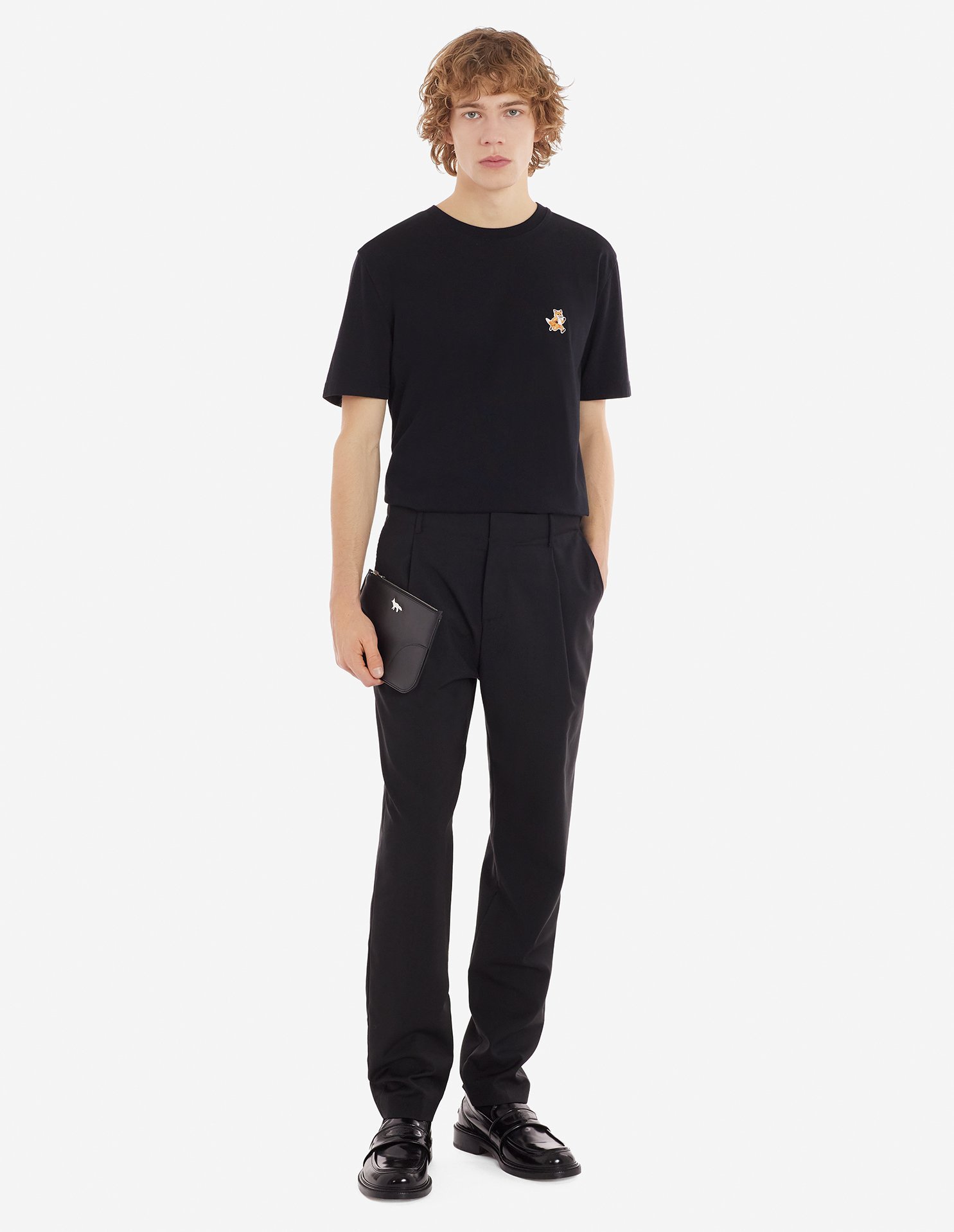 Maison Kitsuné Black T-shirt With Fox Head Patch In Cotton In Black