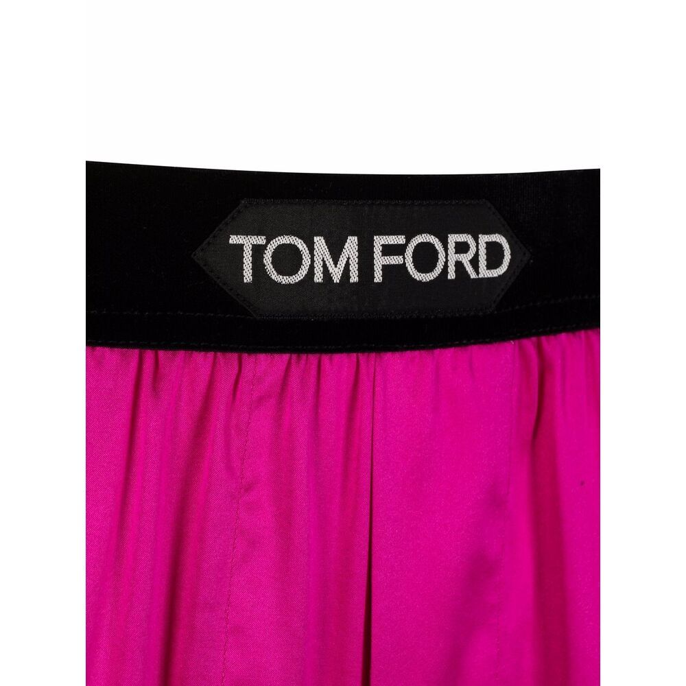 Tom Ford Fuchsia Satin Pants With Logo On Waistband In Stretch Silk Woman In Pink