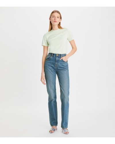 Tory Burch Logo T-shirt With Round Neck In White