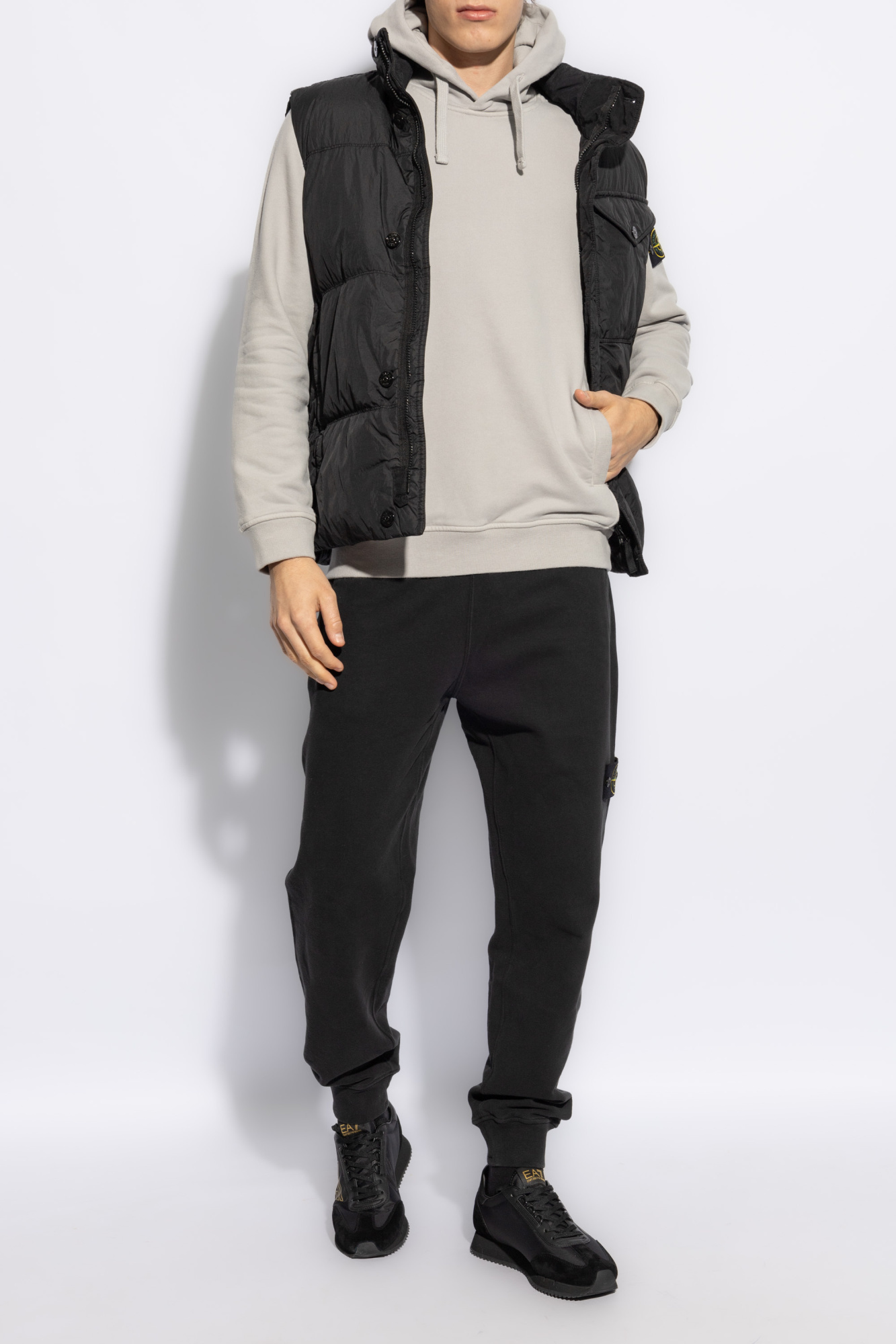 Stone Island Relaxed-fit Cotton Hoodie With Signature Logo Patch In Gray