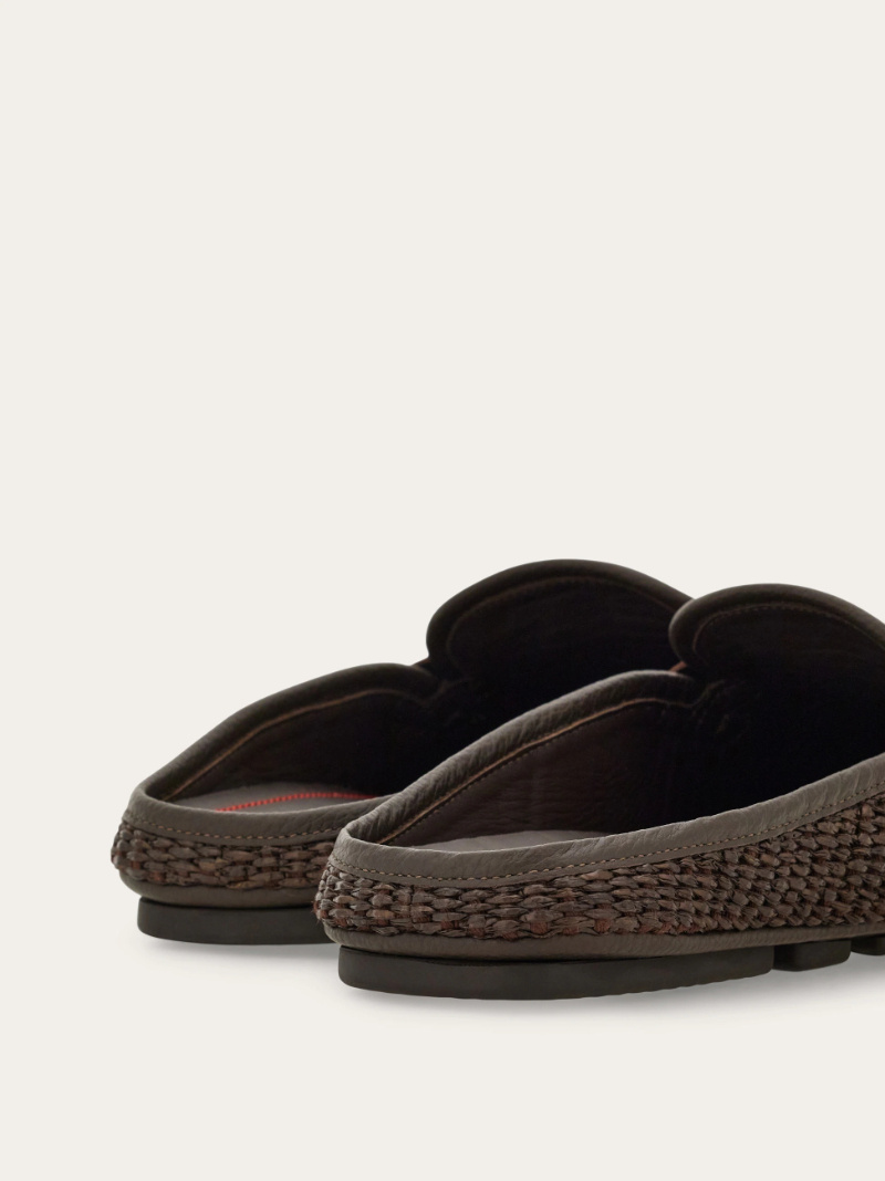 Ferragamo Mule With Gancini Ornament In Brown