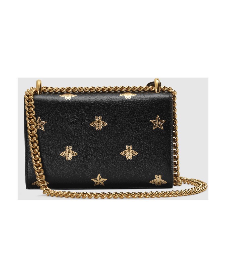 Gucci Padlock Bee Star Small Shoulder Bag In Black