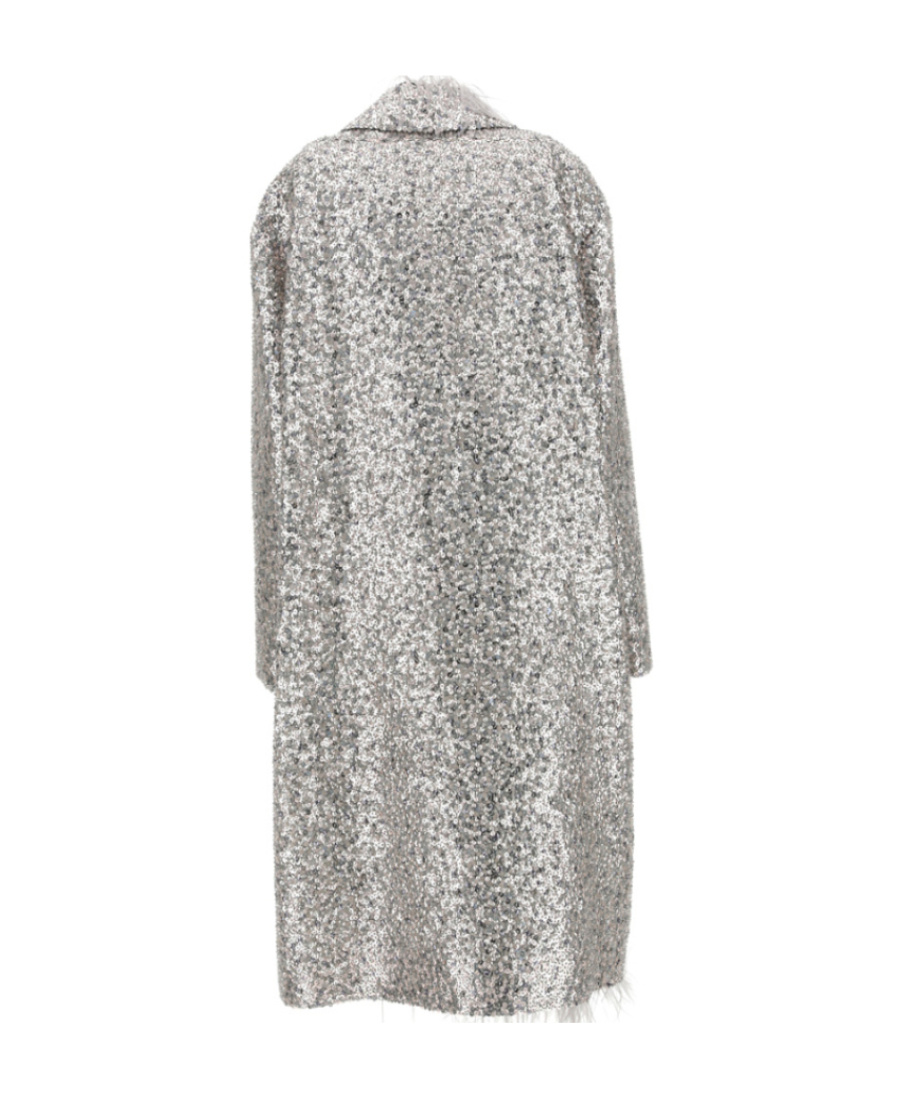 Valentino Sequin Long-sleeved Coat In Gray