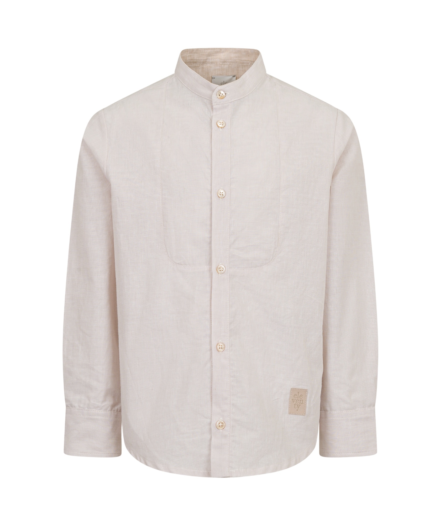 Eleventy High Collar Long Sleeve Shirt In White