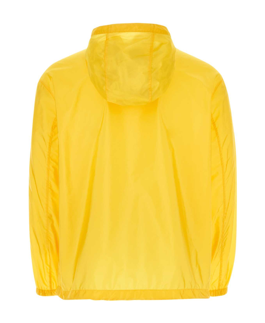 Prada Hooded Nylon Windbreaker With Elasticated Cuffs And Hem In Yellow