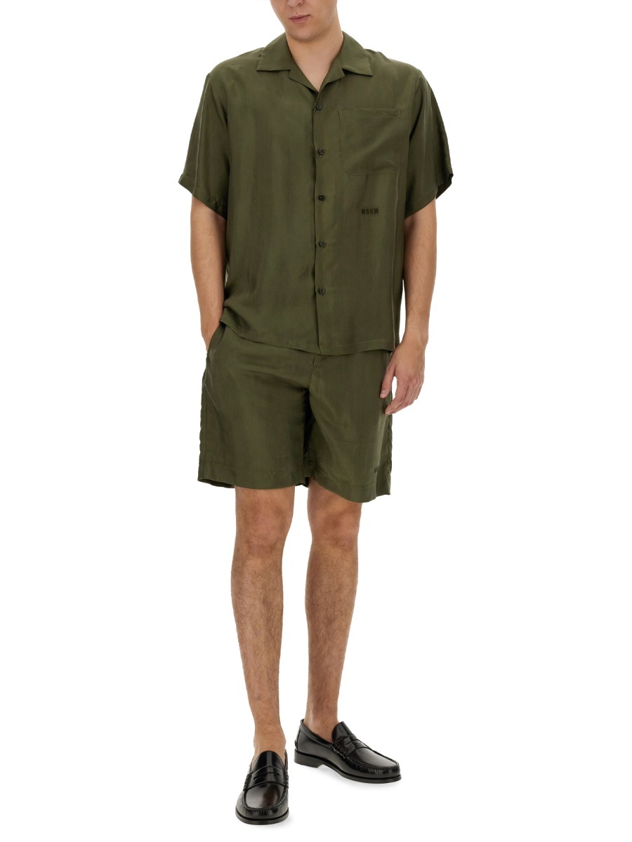 Msgm Shirt With Logo In Green