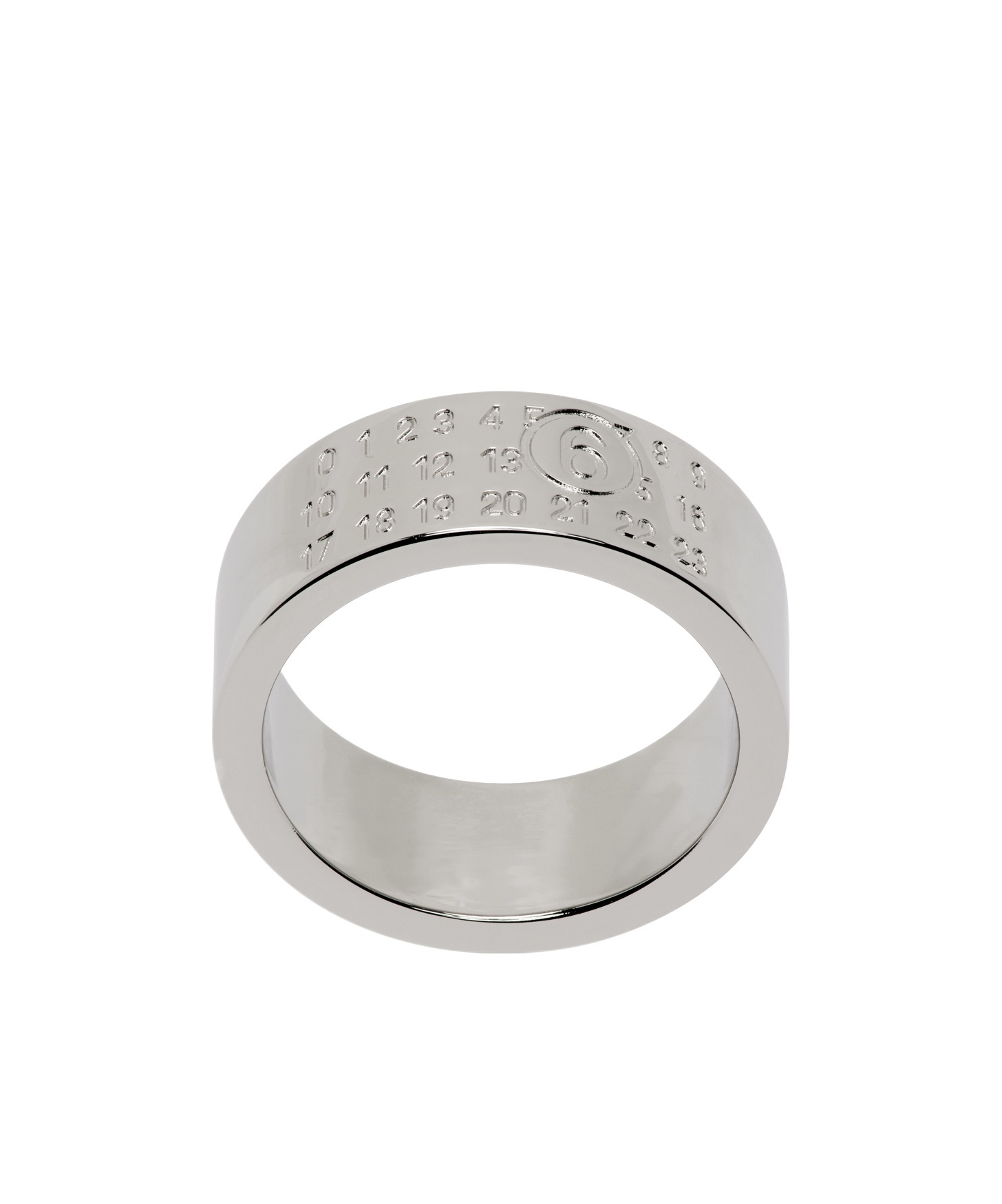 Shop Mm6 Maison Margiela Numeric Engraved Polished Ring In Gray