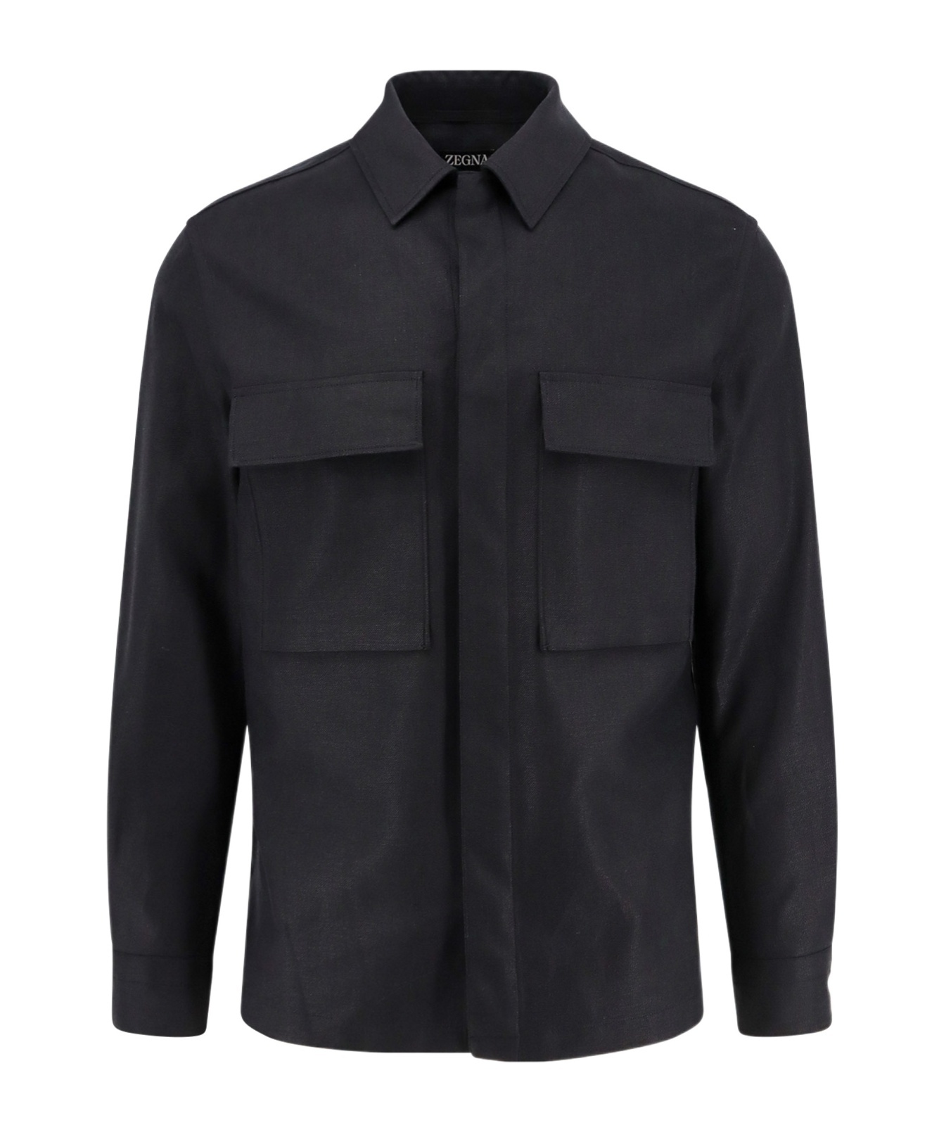 Shop Zegna Long Sleeved Shirt In Black