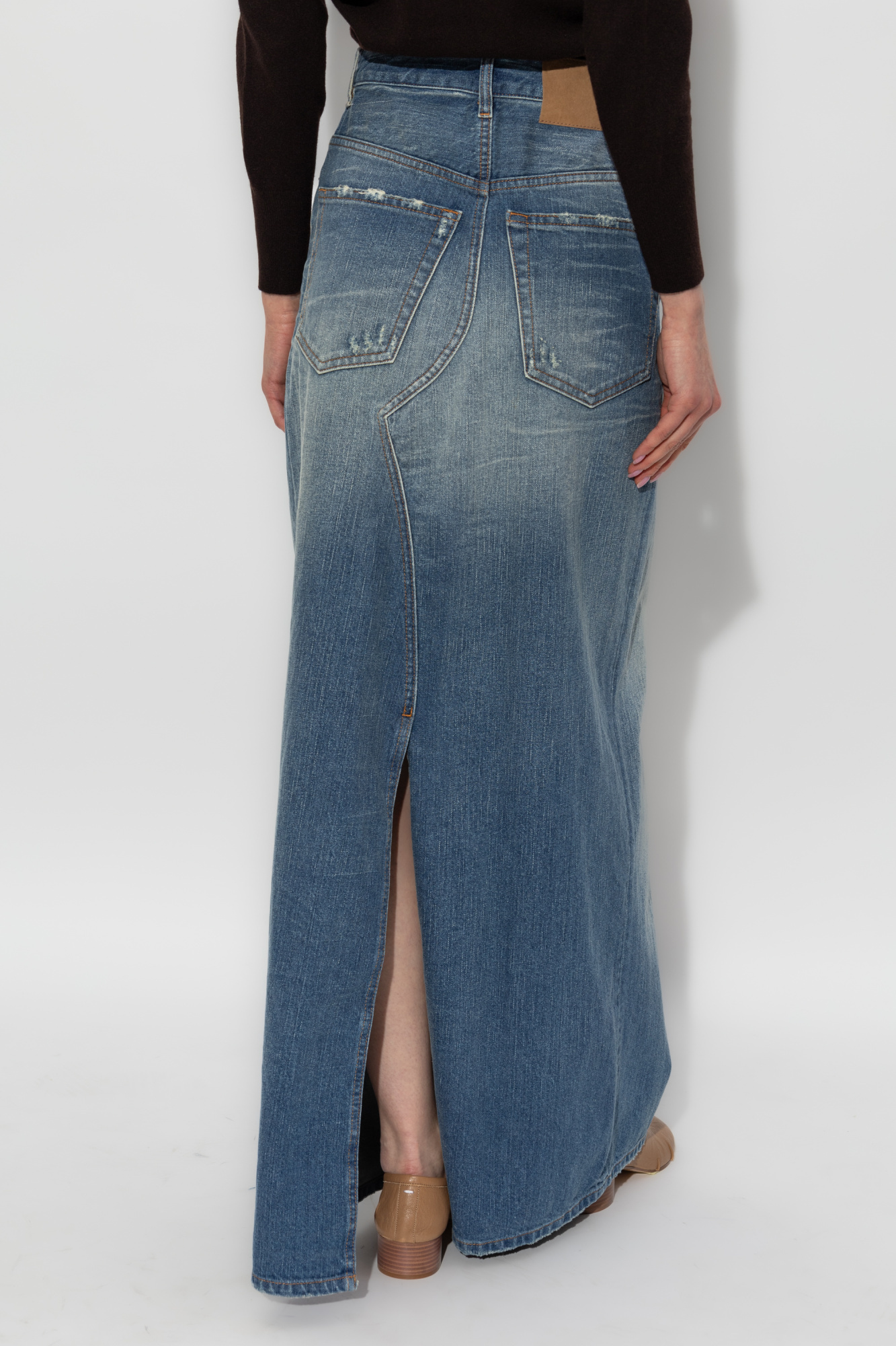 Mm6 Maison Margiela Twist Denim Maxi Skirt In Blue