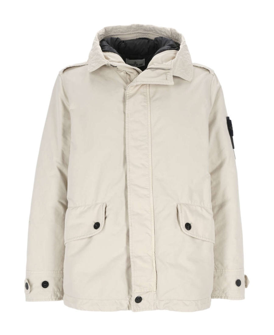 Stone Island David Tc Compass Logo-patch Jacket In White