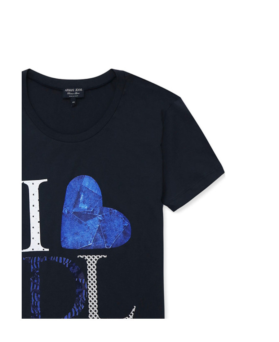 Armani Jeans Round-necked Logo T-shirt In Black