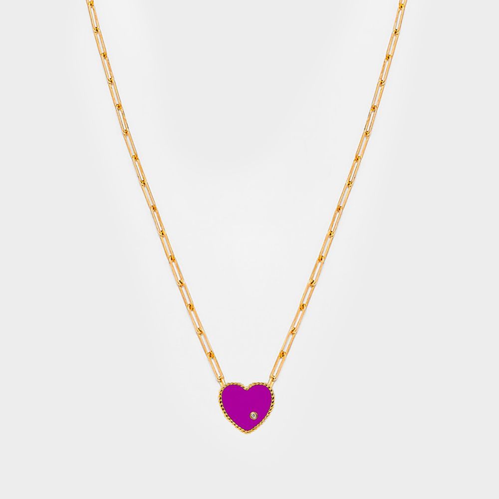 Shop Yvonne Léon Heart-shaped Necklace In Yellow