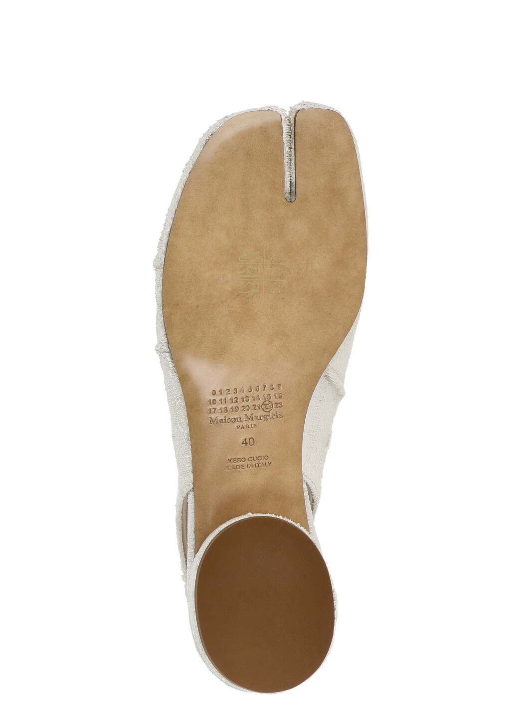 Maison Margiela Pearly Leather Tabi Slingback With Ankle Belt In White