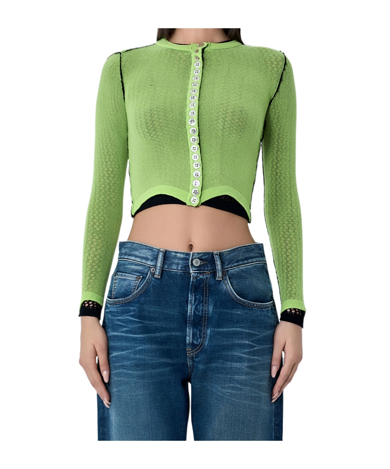 Chopova Lowena Women Fishnet Cardigan In Green