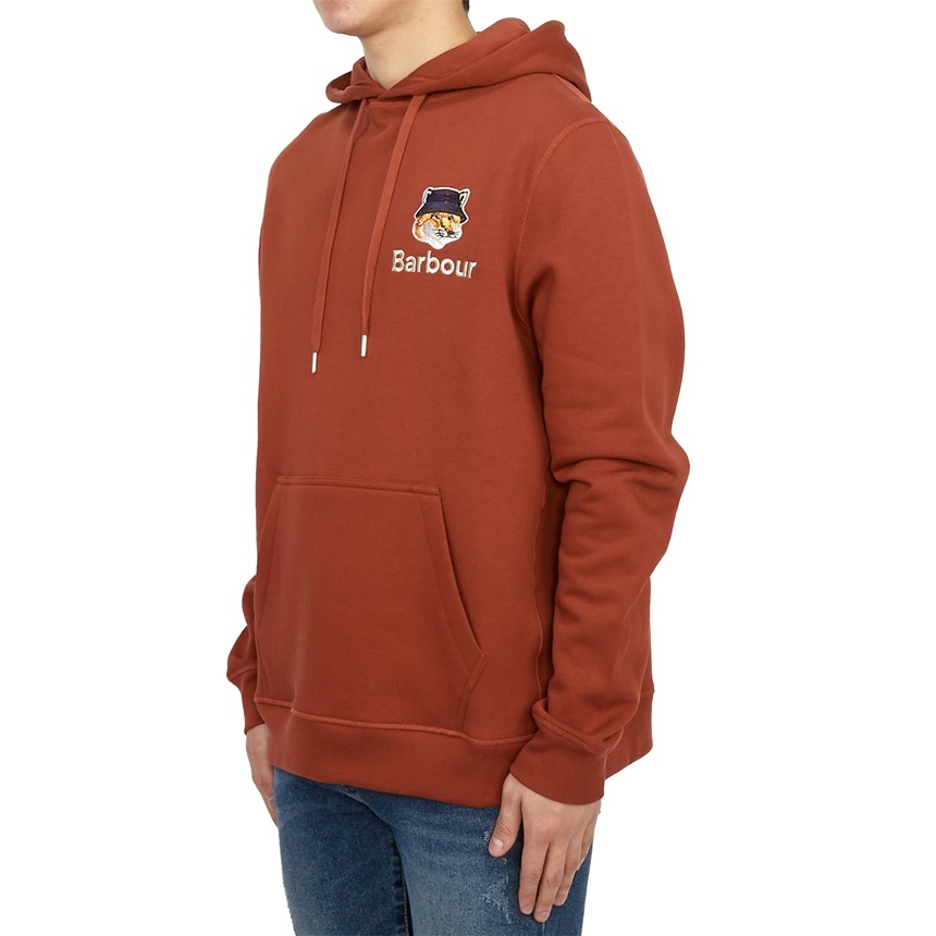 Shop Barbour Logo Cotton Hooded Sweater In Red