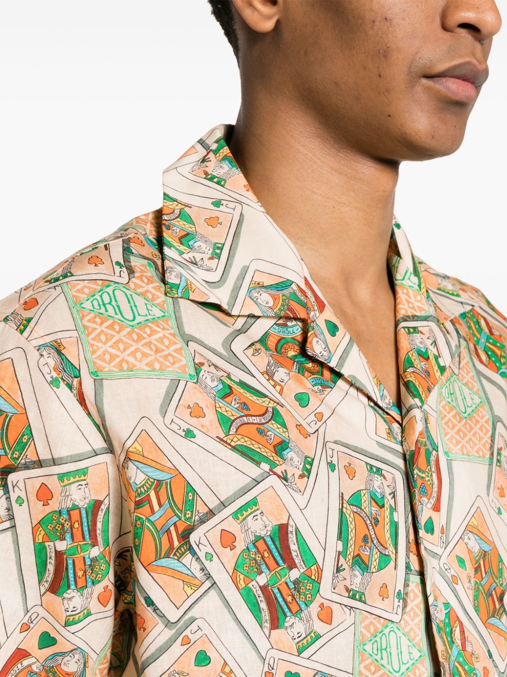 Drôle De Monsieur Jeu De Cartes Linen-blend Shirt In Nude