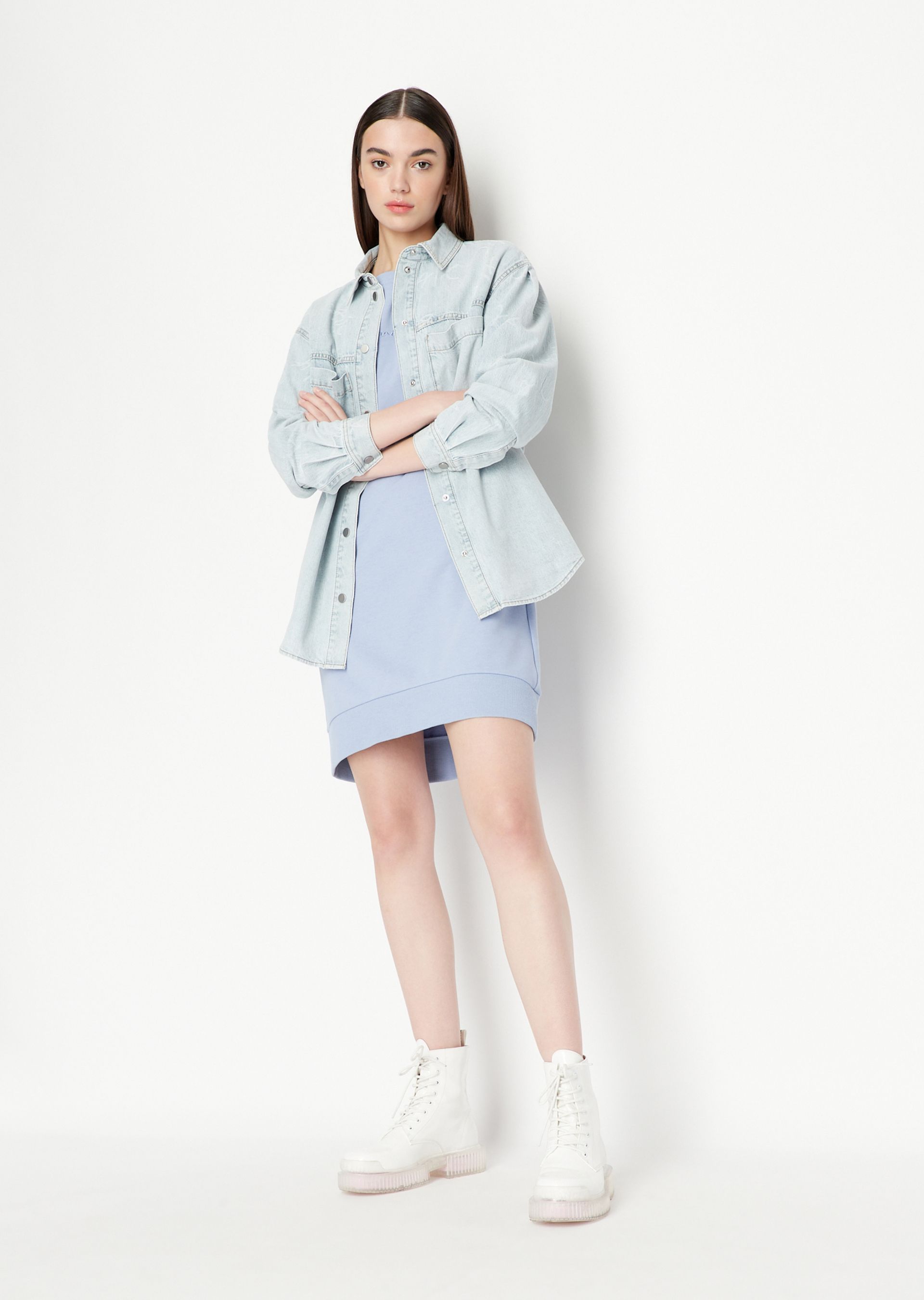 ARMANI EXCHANGE LOGO-EMBROIDERED T-SHIRT DRESS