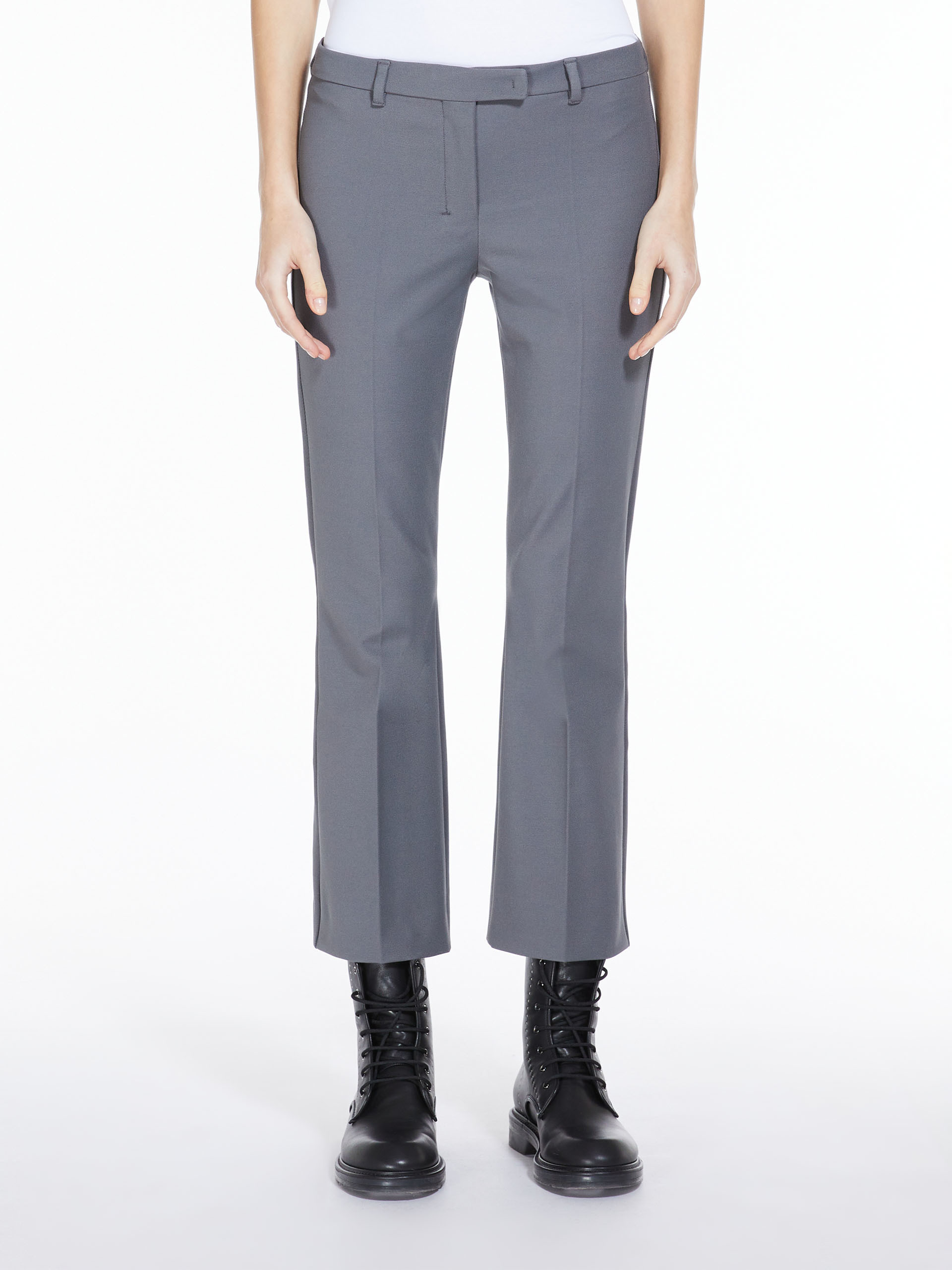 Max Mara Umanita Cotton Blend Trousers In Gray