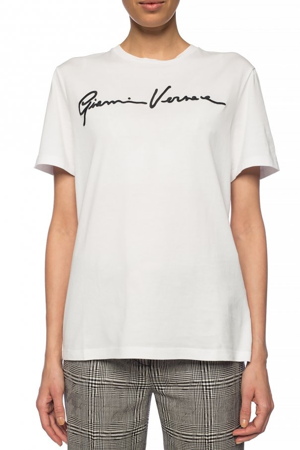 Versace Embroidered Logo T-shirt In White