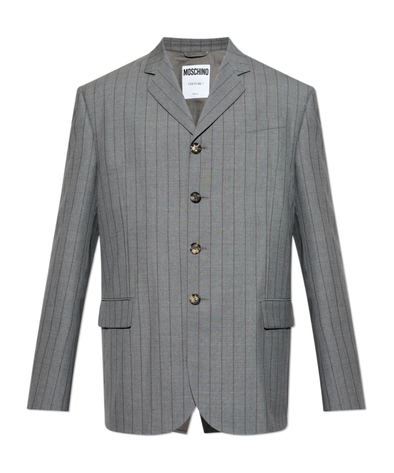 Moschino Long-sleeved Suit Coat In Gray