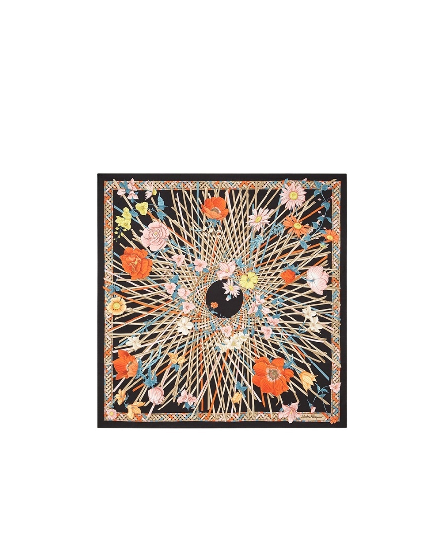 Ferragamo Printed Square Scarf In Nude