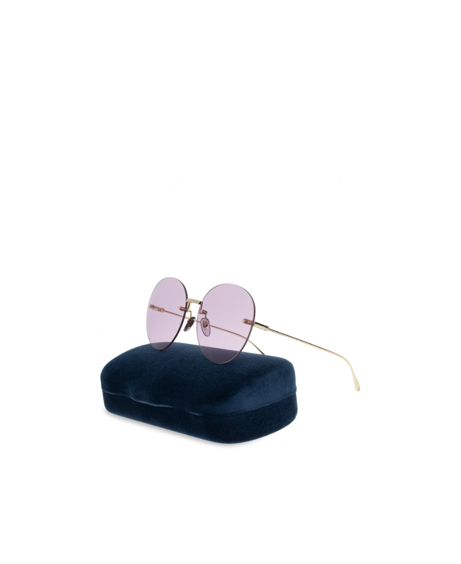Gucci Logo-engraved Round-frame Sunglasses In Purple