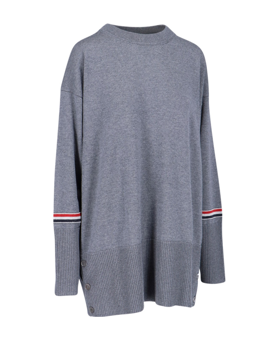 Thom Browne Wool Crew Neck Jumper In Gray