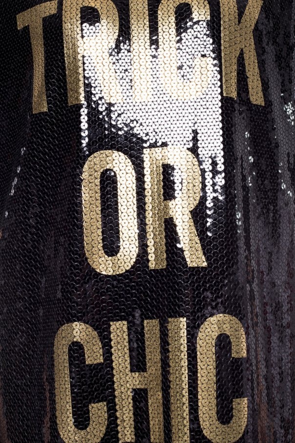 Moschino Black Logo Print Pattern Dress In Black