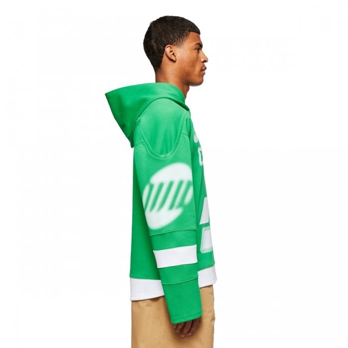 We11 Done Logo Hooded Sweater In Green